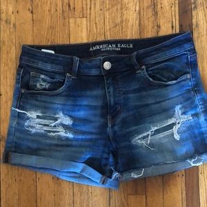 AE Mid-rise Super Stretch Ripped Jean Shorts